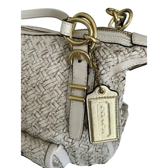 Coach Kristin Pinnacle Woven Leather Laila Large Satchel L1169-29341 Cream - Picture 8 of 16